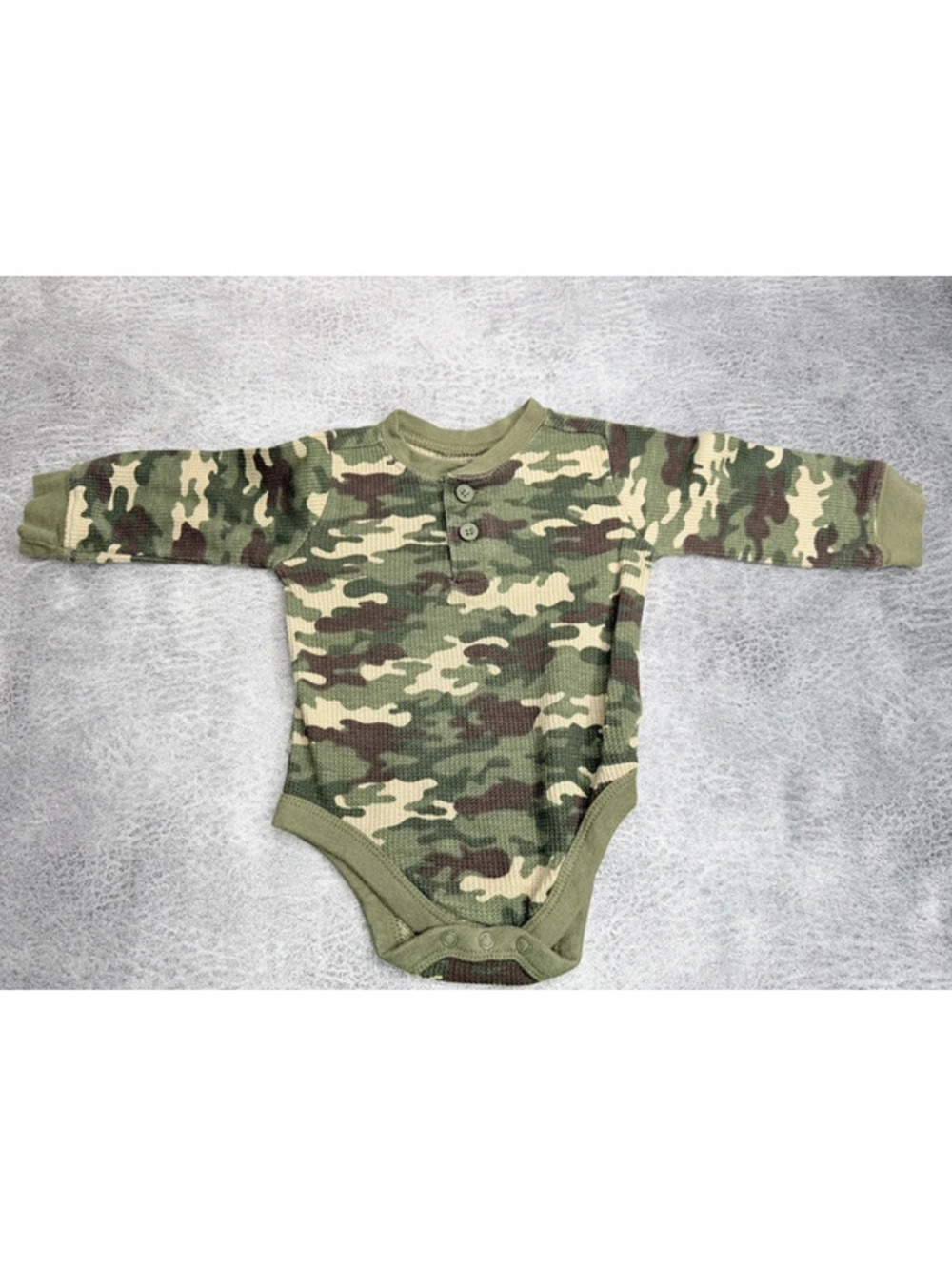 Garanimals Baby Thermal Bodysuit 6-9 Months Camo Long Sleeve Green Camouflage